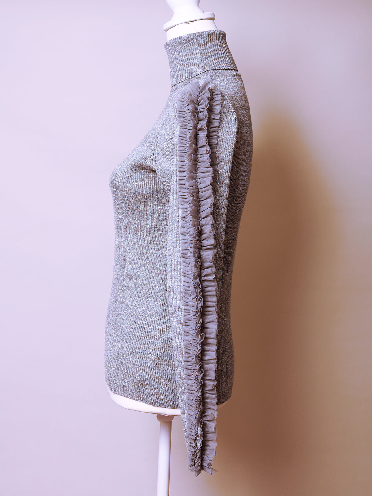 Audrey neck tulle knit / オードリーネックチュールニット ラメグレー