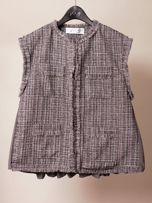 Coco back tulle gillet / ココバックチュールジレ スレートグレー