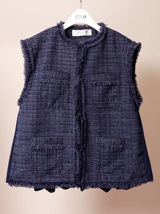 Coco back tulle gillet / ココバックチュールジレ ネイビー