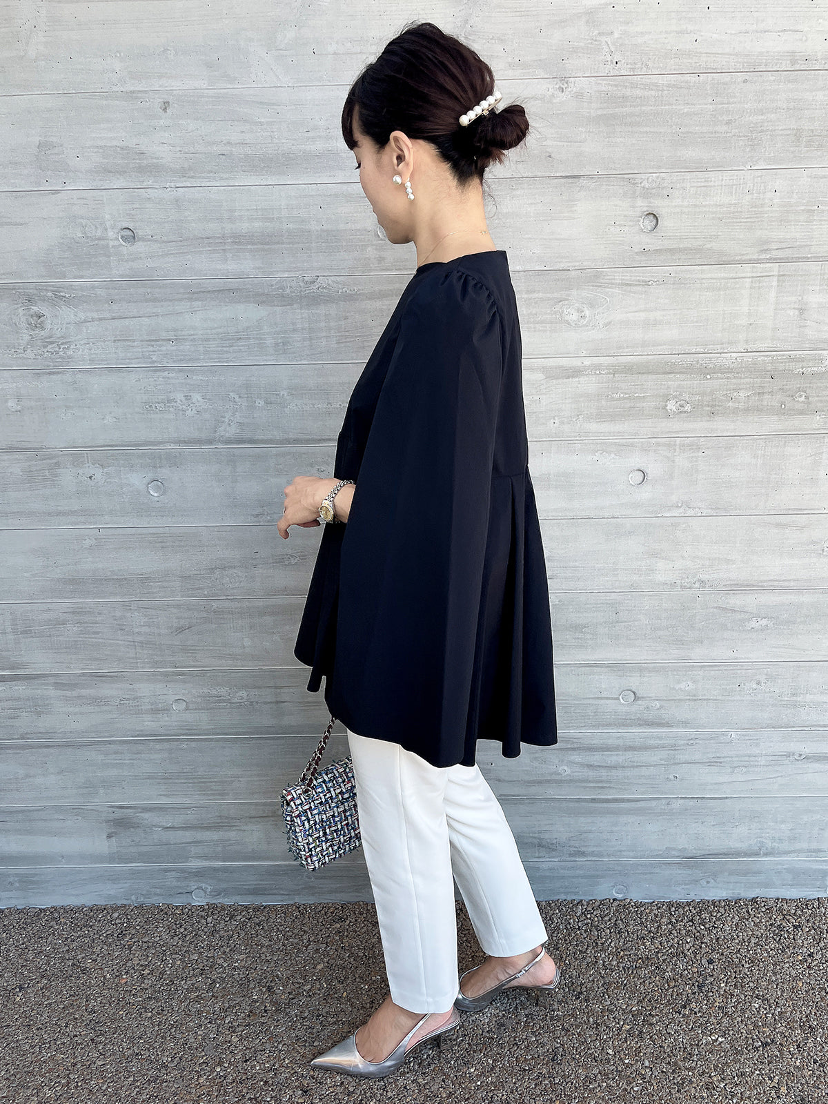 Heartcuore Cape Blouse Black