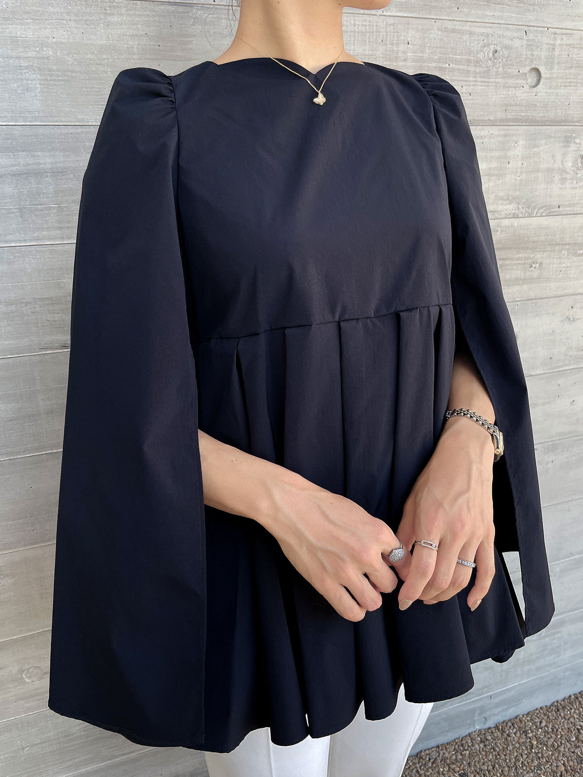 Heartcuore Cape Blouse Black
