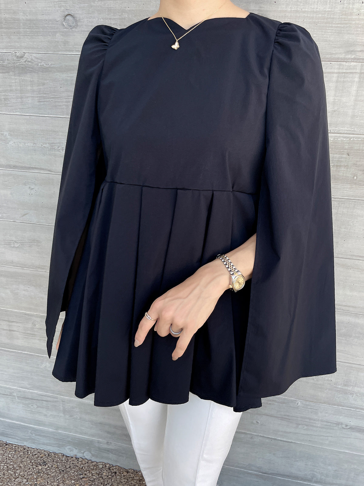 Heartcuore Cape Blouse Black