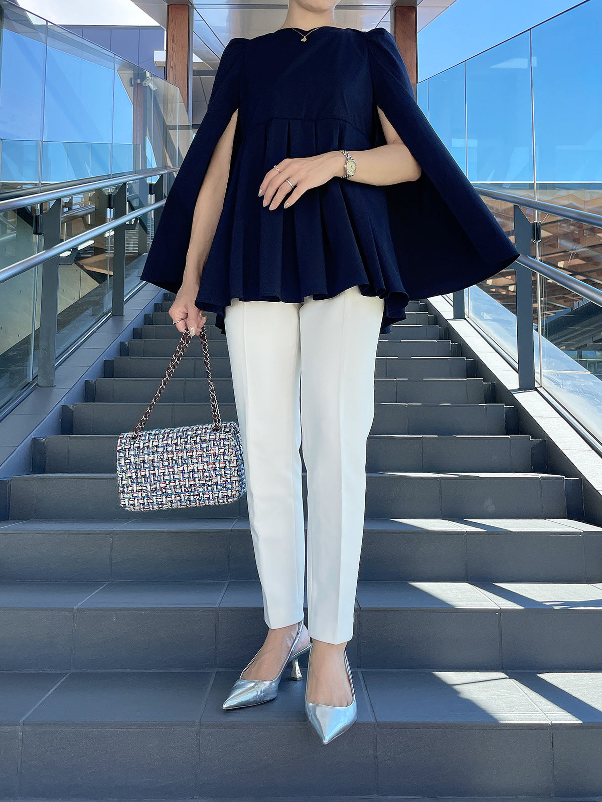 Heartcuore Cape Blouse Navy