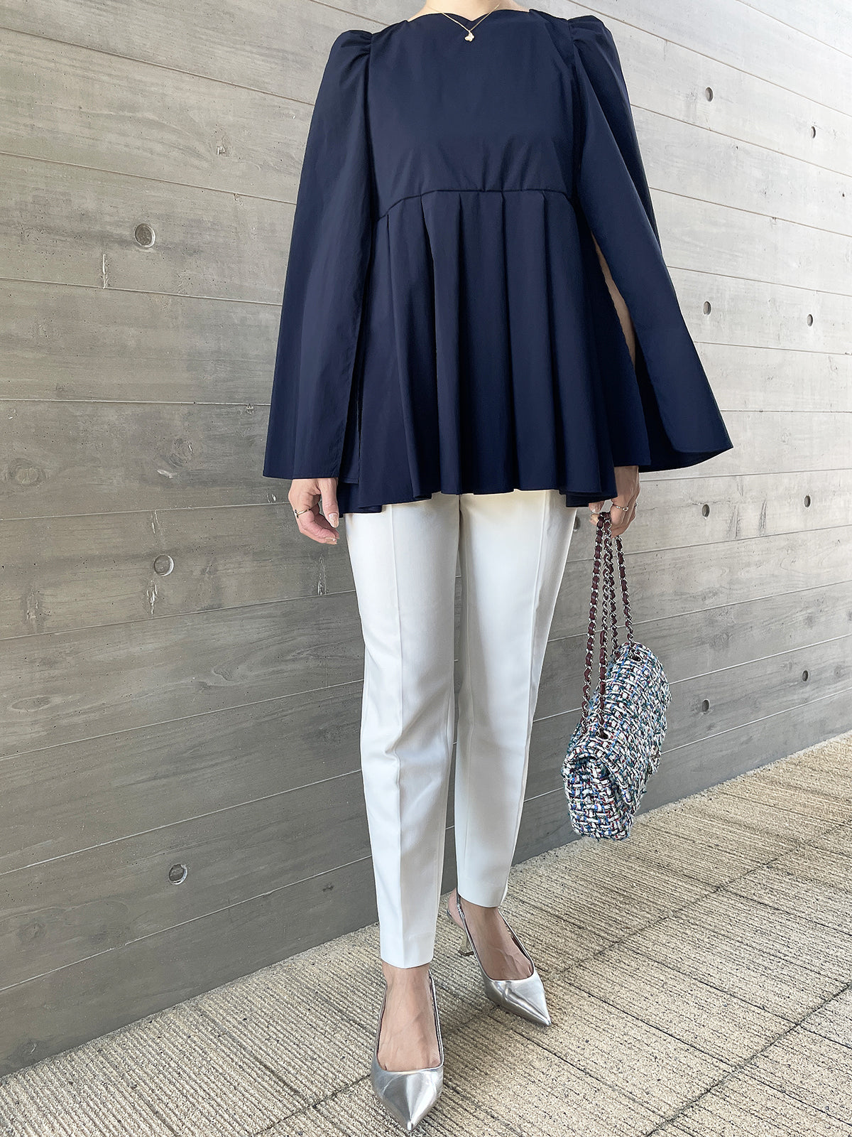 Heartcuore Cape Blouse Navy