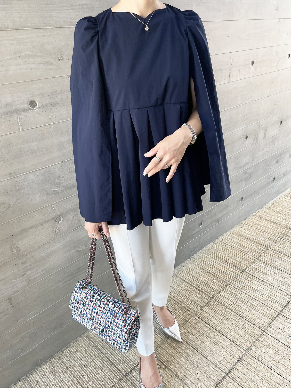 Heartcuore Cape Blouse Navy