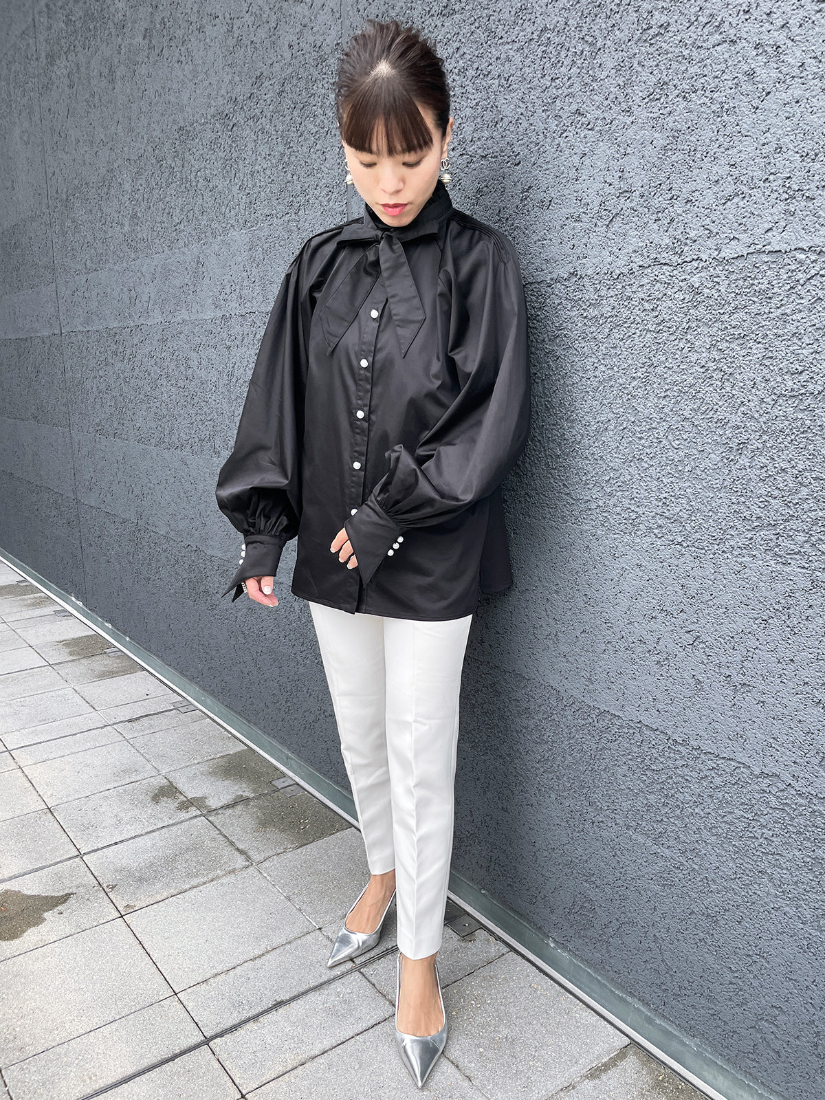 Lupure ribbon blouse Black