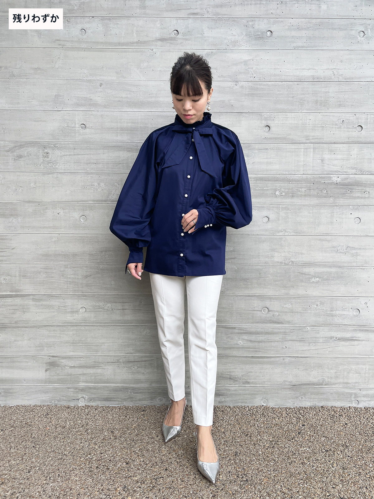 Lupure ribbon blouse Navy / ルピュアリボンブラウス ネイビー