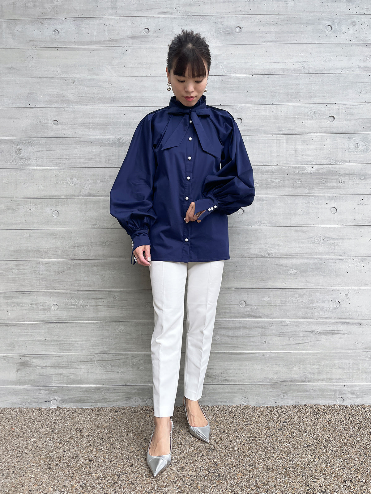 Lupure ribbon blouse Navy / ルピュアリボンブラウス ネイビー