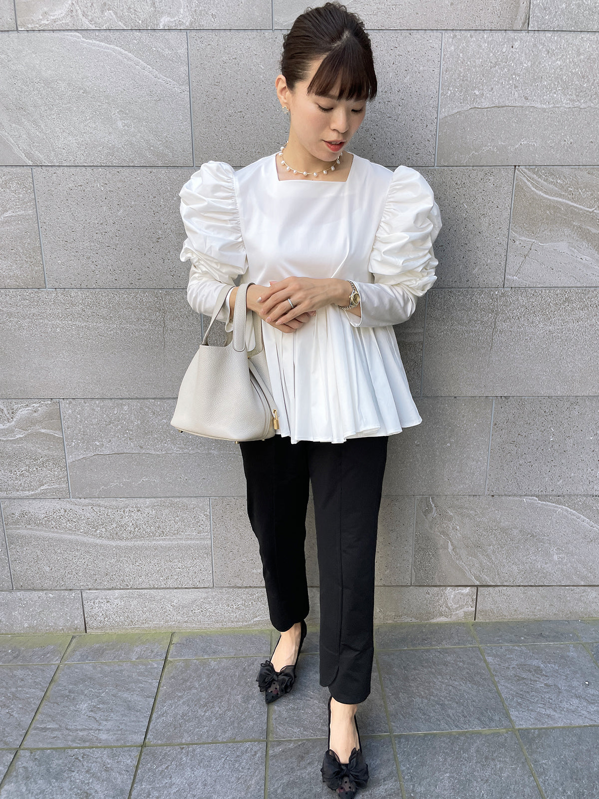 MKMK puffsquare blouse White / モクモクパフスクエアブラウス