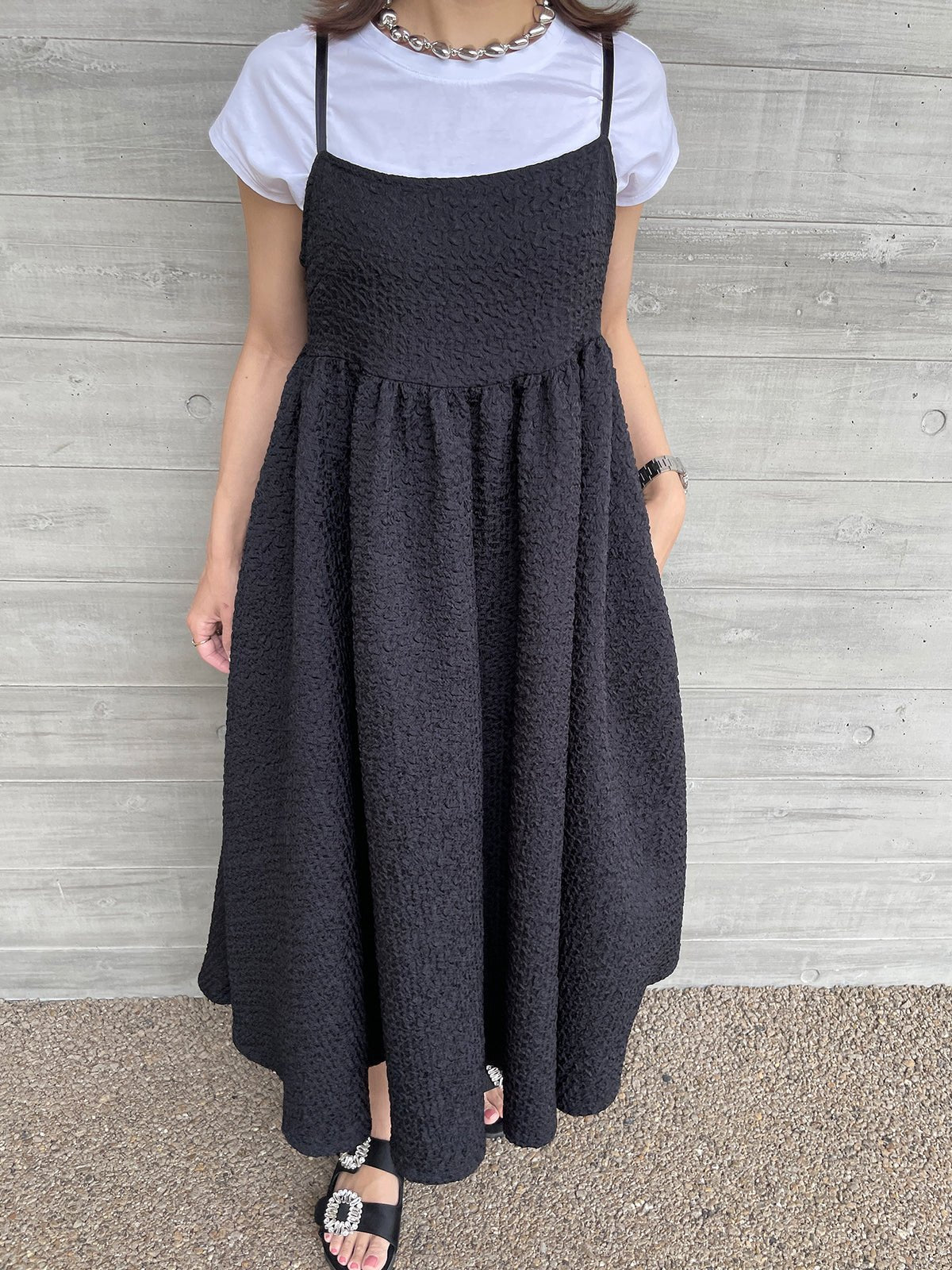Jacquard Camisole One piece Black