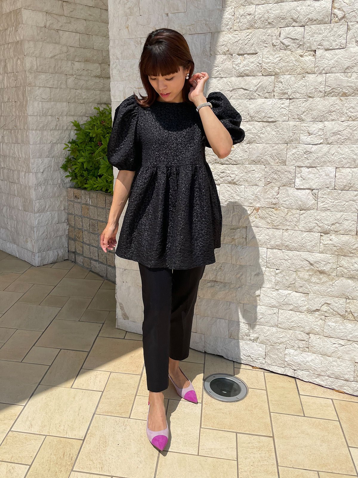 Jacquard Flowers Tops