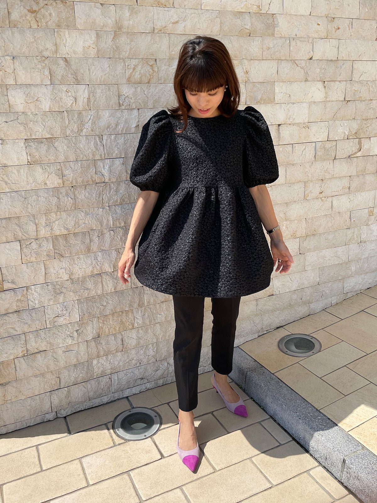 Jacquard Flowers Tops