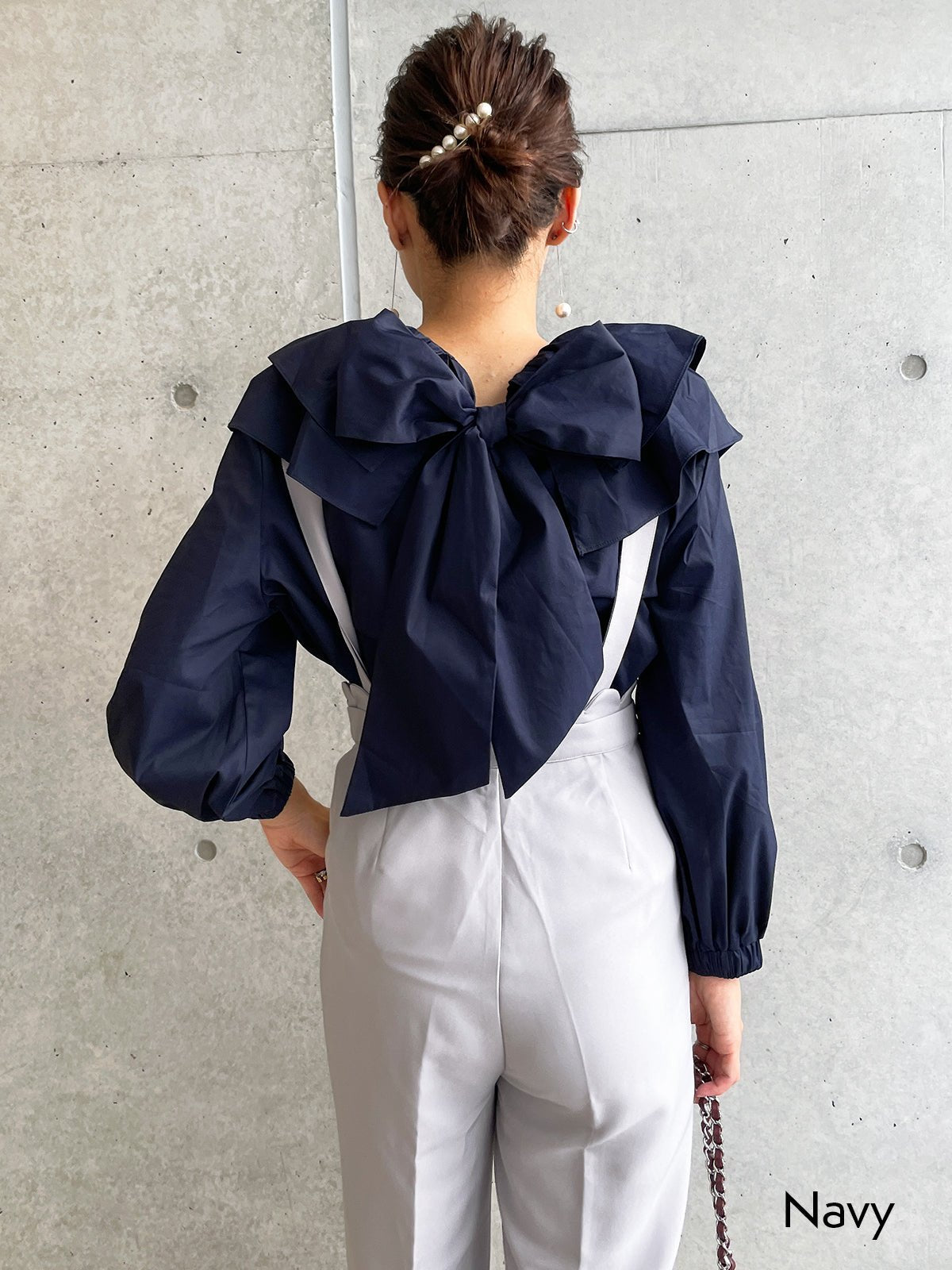 Ribbon Blouse Navy