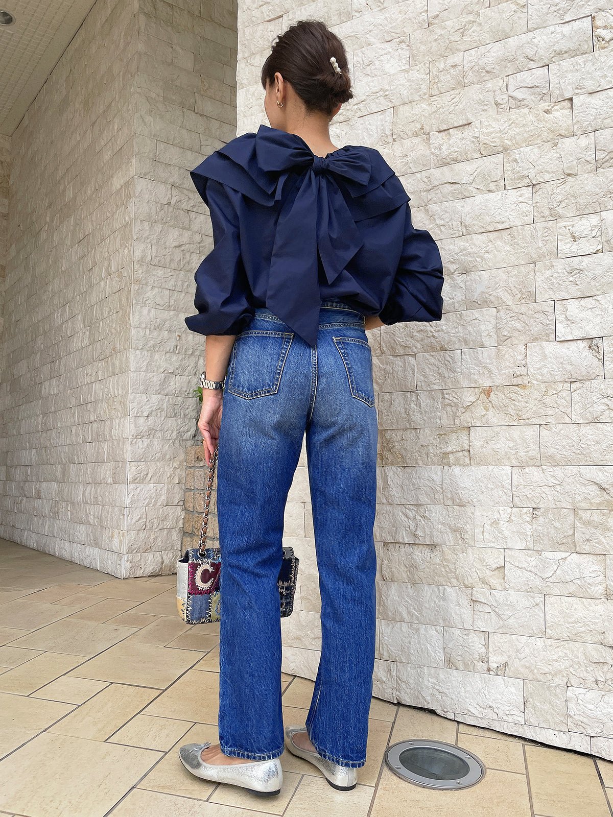 Ribbon Blouse Navy