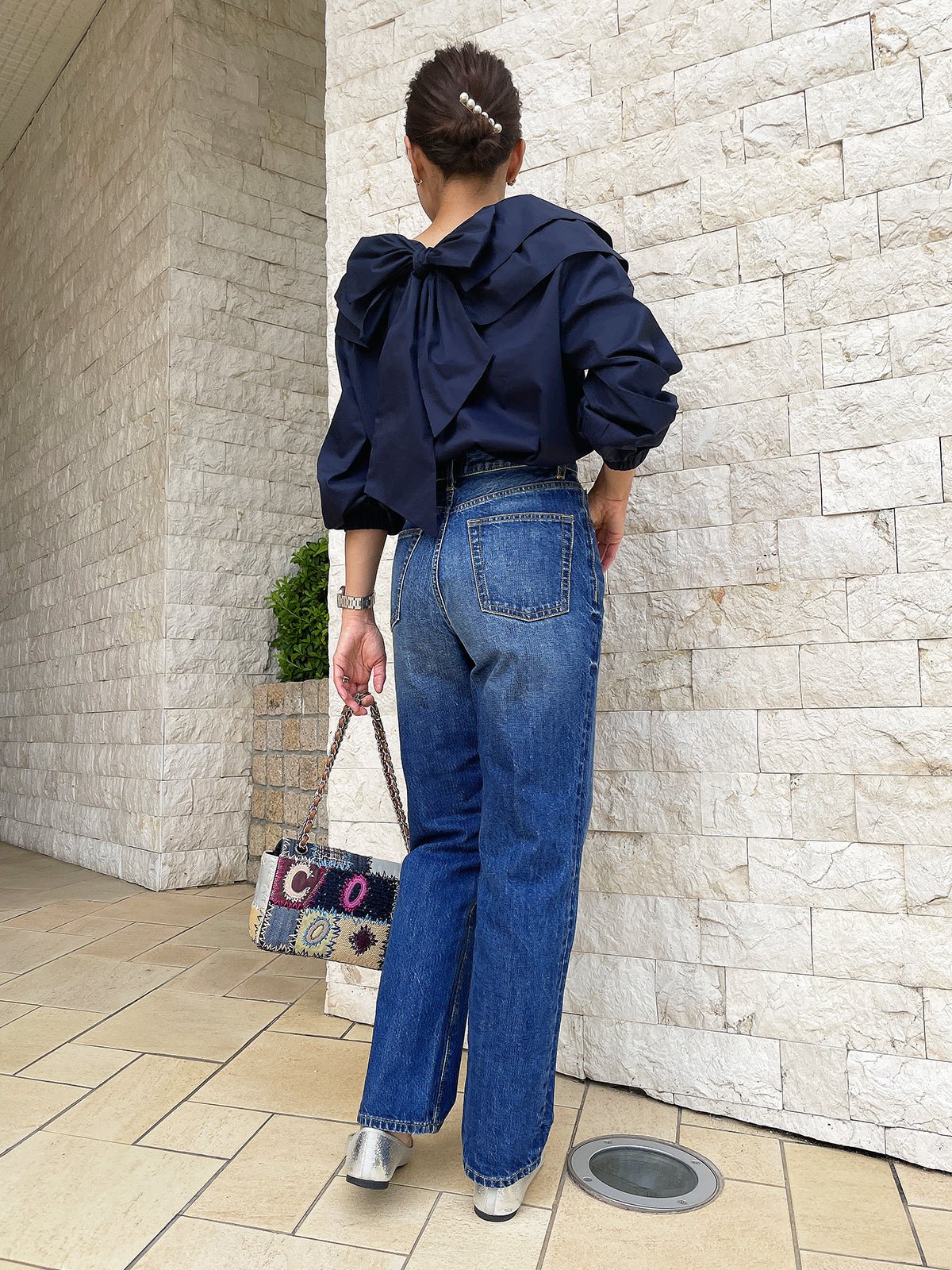Ribbon Blouse Navy