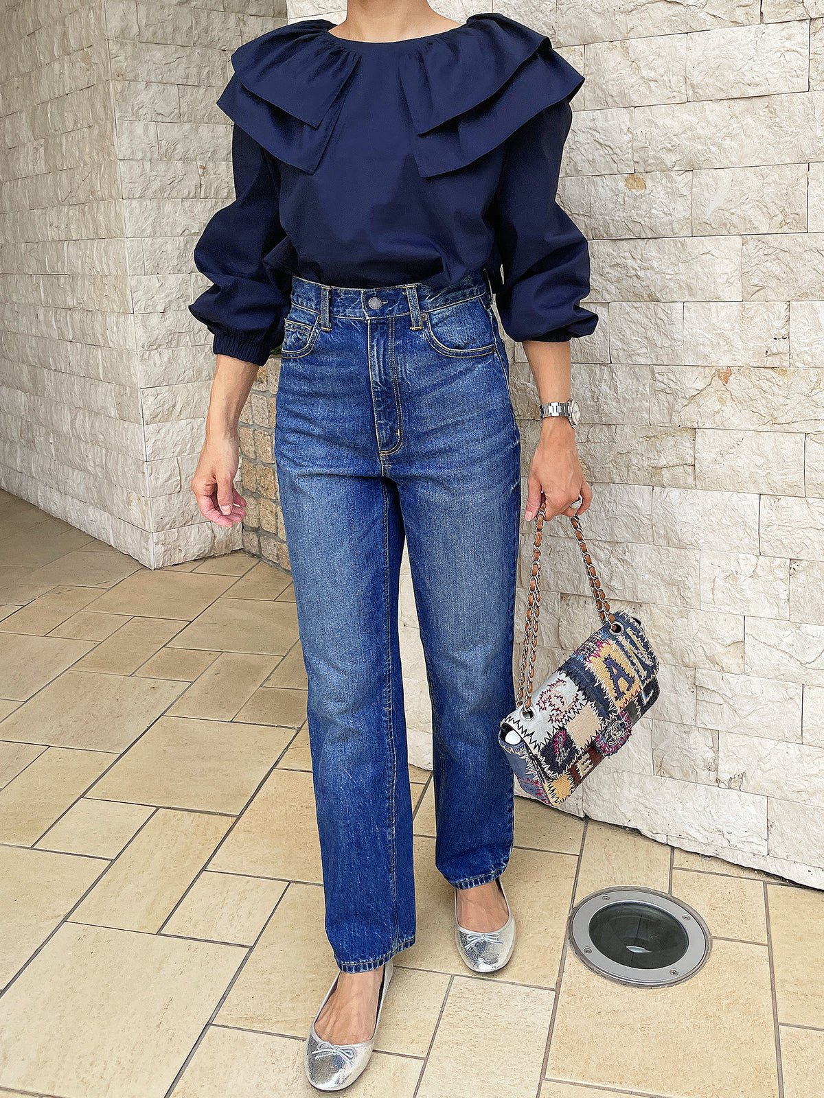 Ribbon Blouse Navy