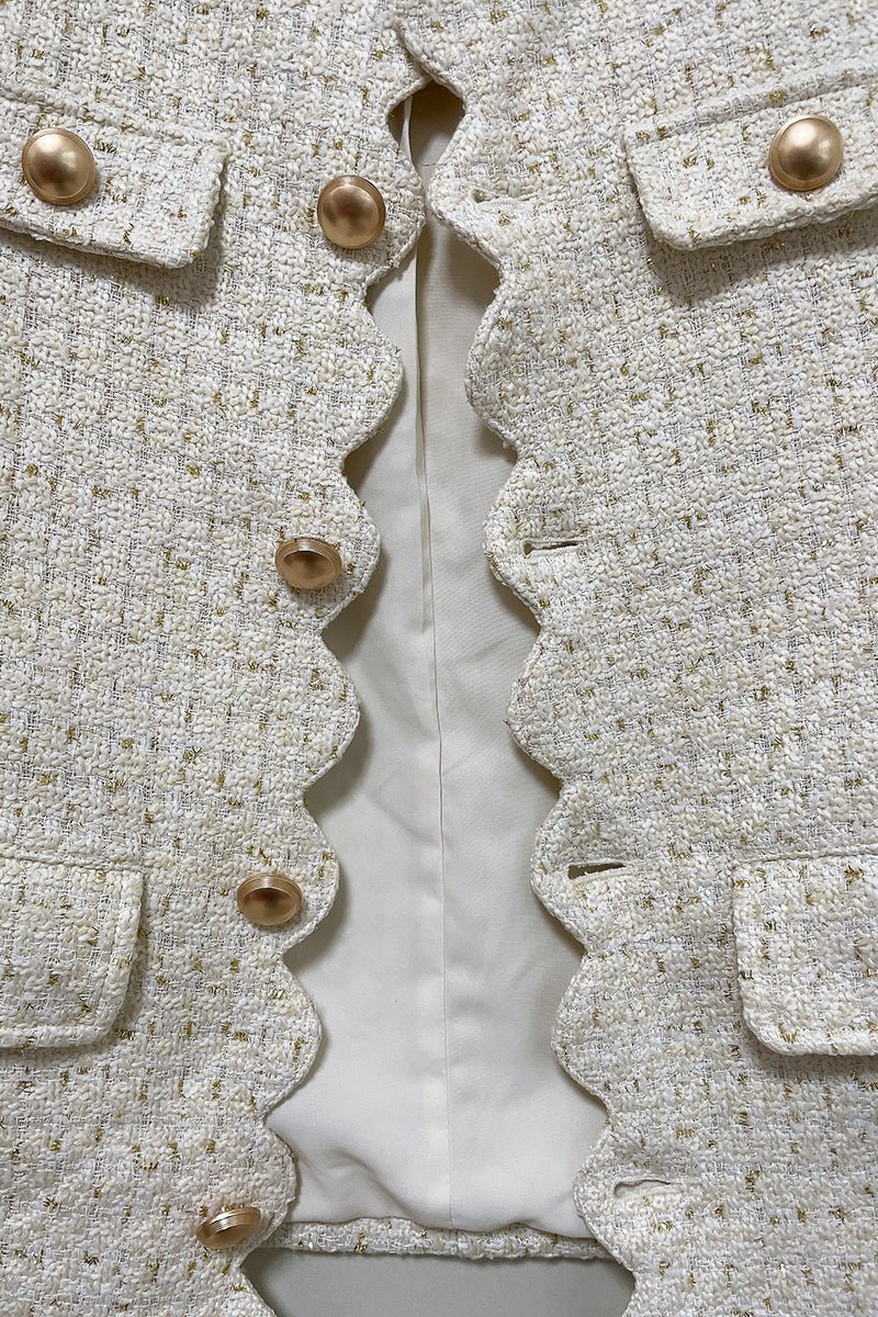 Scallop Tweed Gilet White