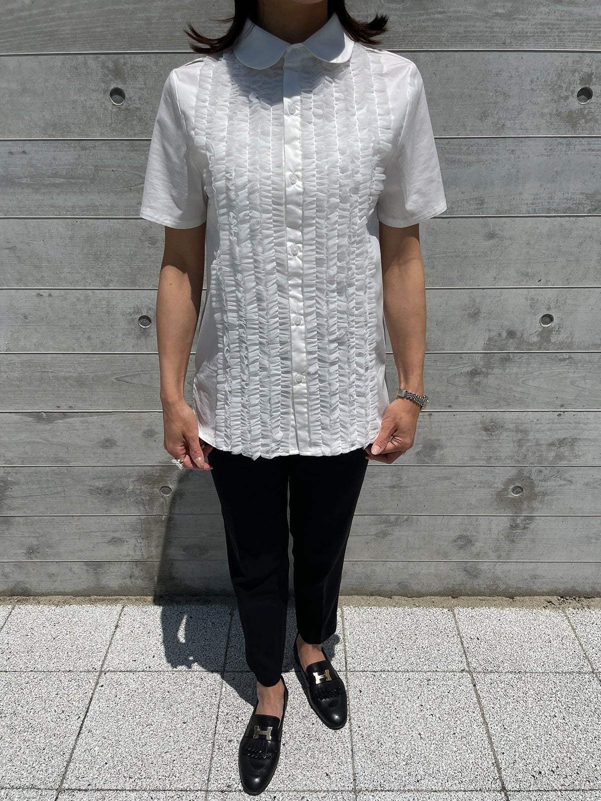 TULLE FRILL Blouse White