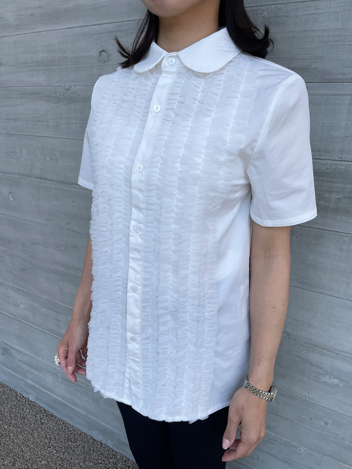 TULLE FRILL Blouse White