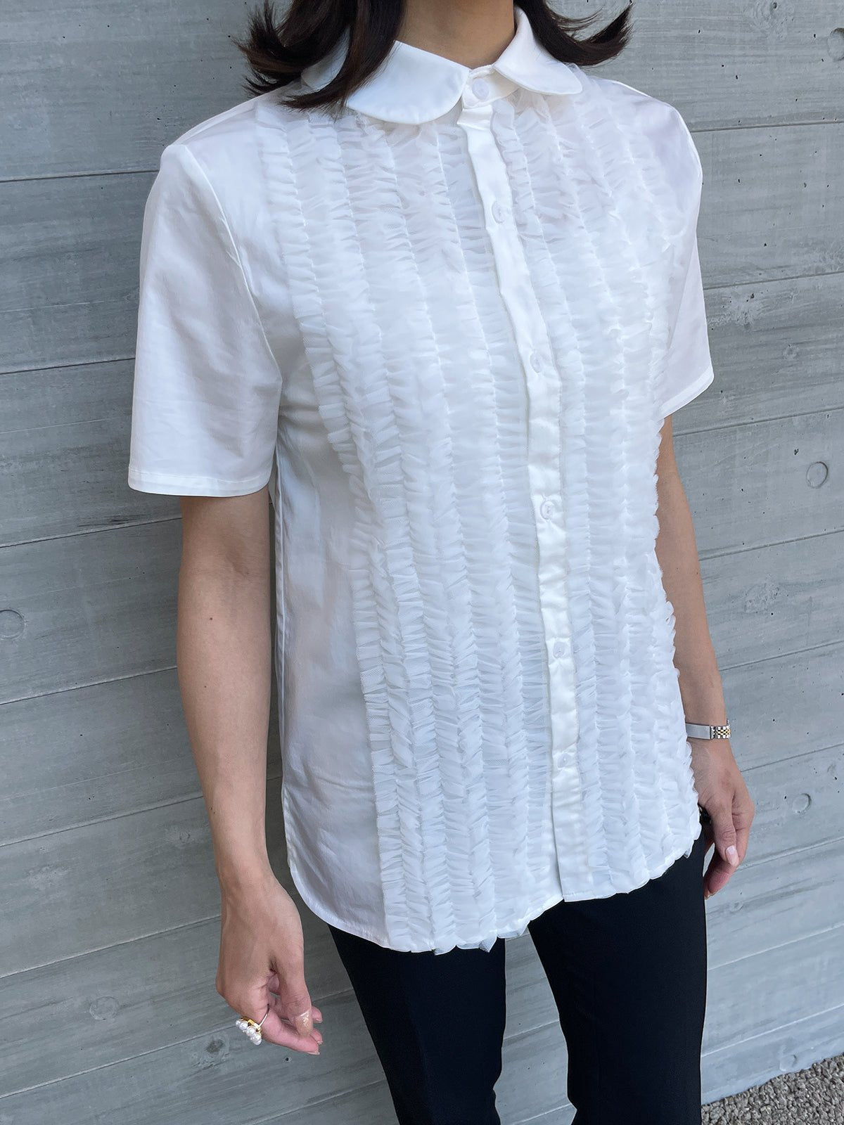 TULLE FRILL Blouse White