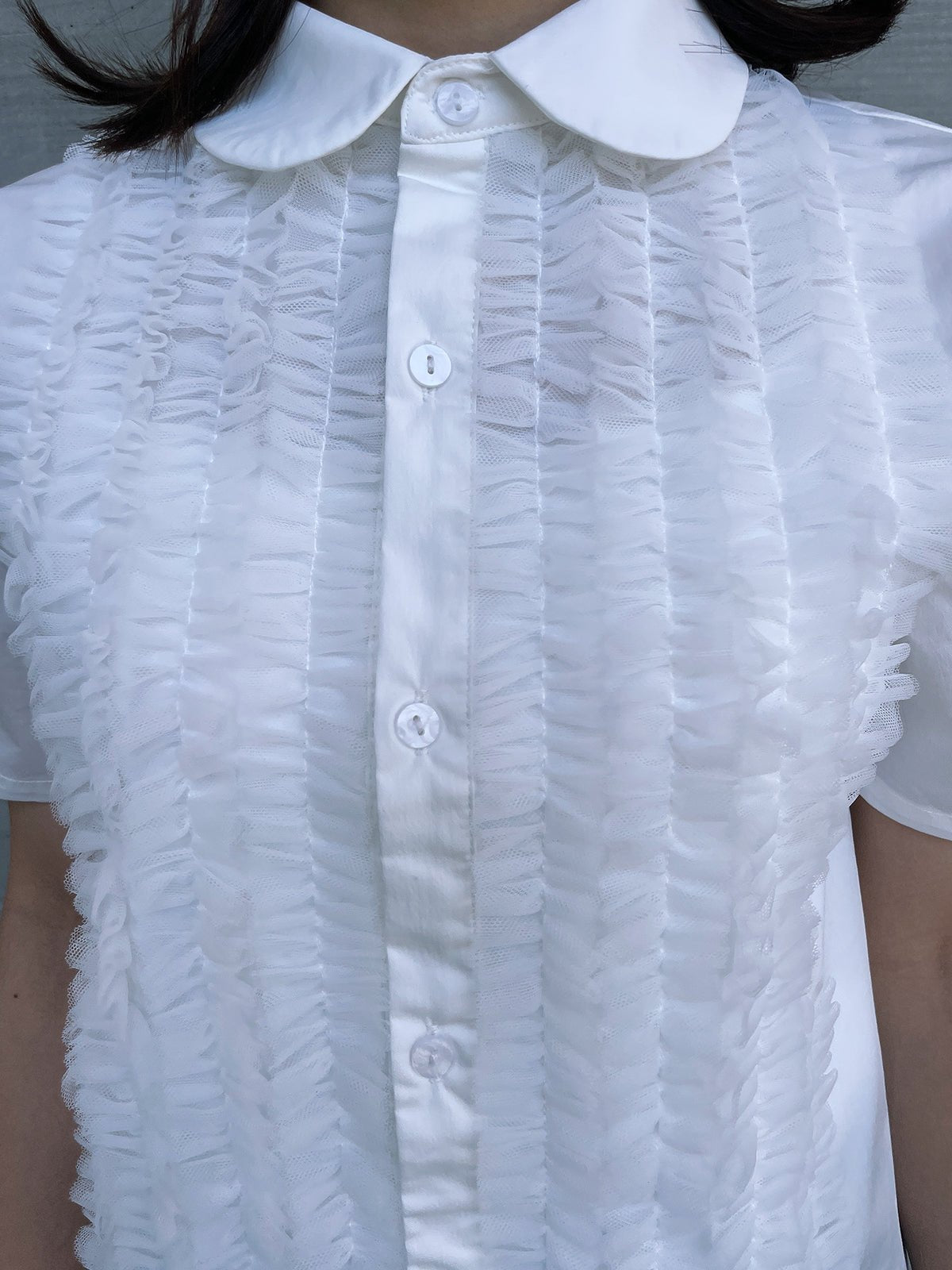 TULLE FRILL Blouse White
