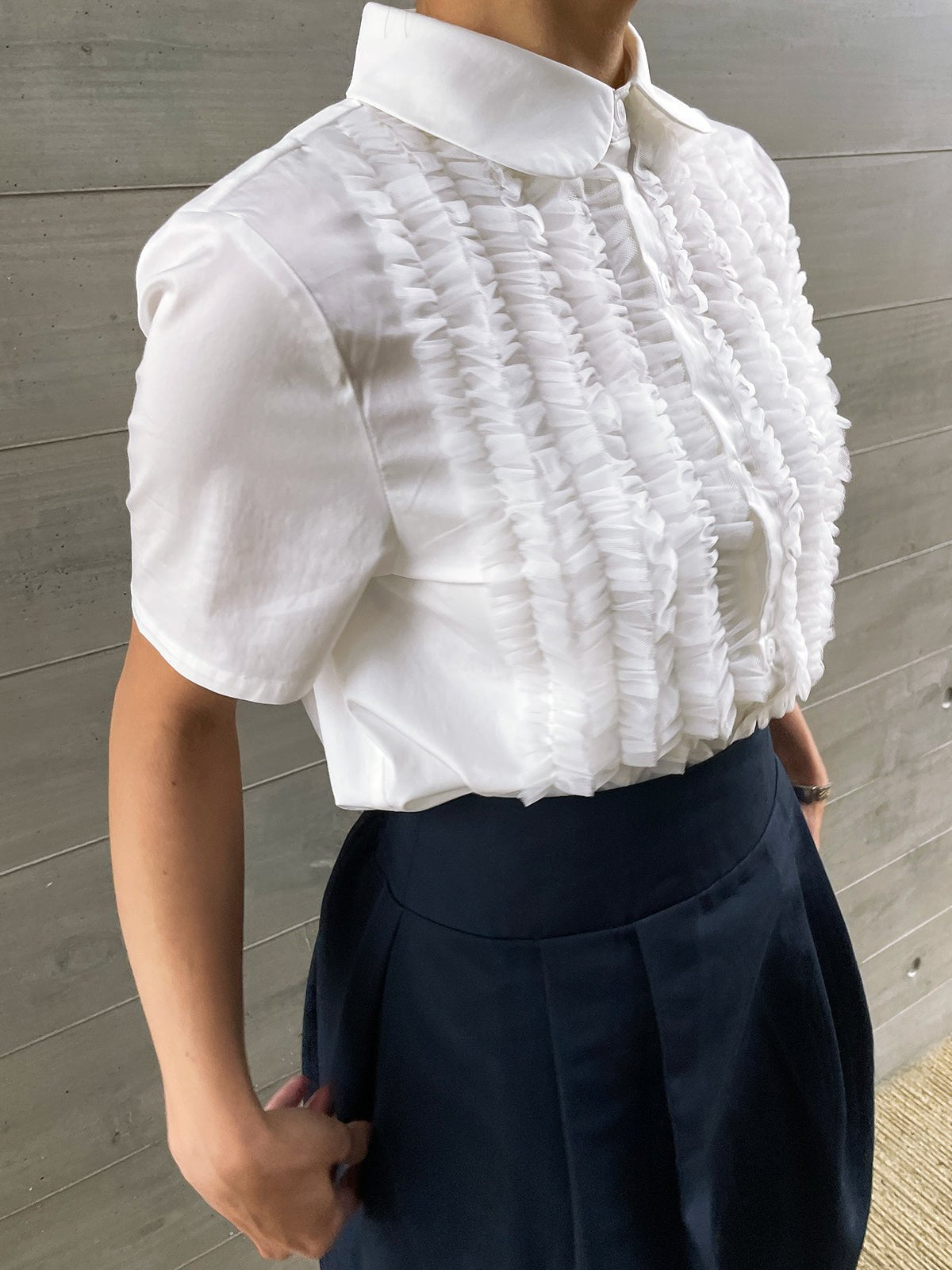 TULLE FRILL Blouse White