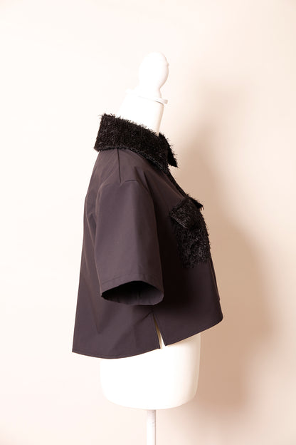 MKMK short blouse Black / モケモケ ショート ブラウス ブラック