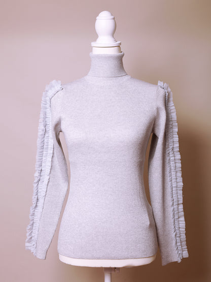 Audrey neck tulle knit / オードリーネックチュールニット ラメスレートグレー