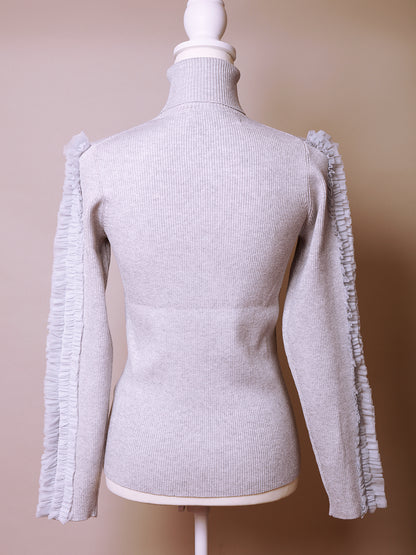 Audrey neck tulle knit / オードリーネックチュールニット ラメスレートグレー