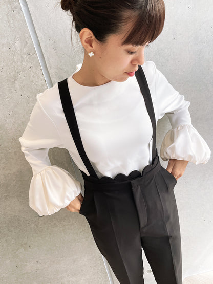 Flower sleeve cut and sew White /  フラワースリーブカットソー ホワイト