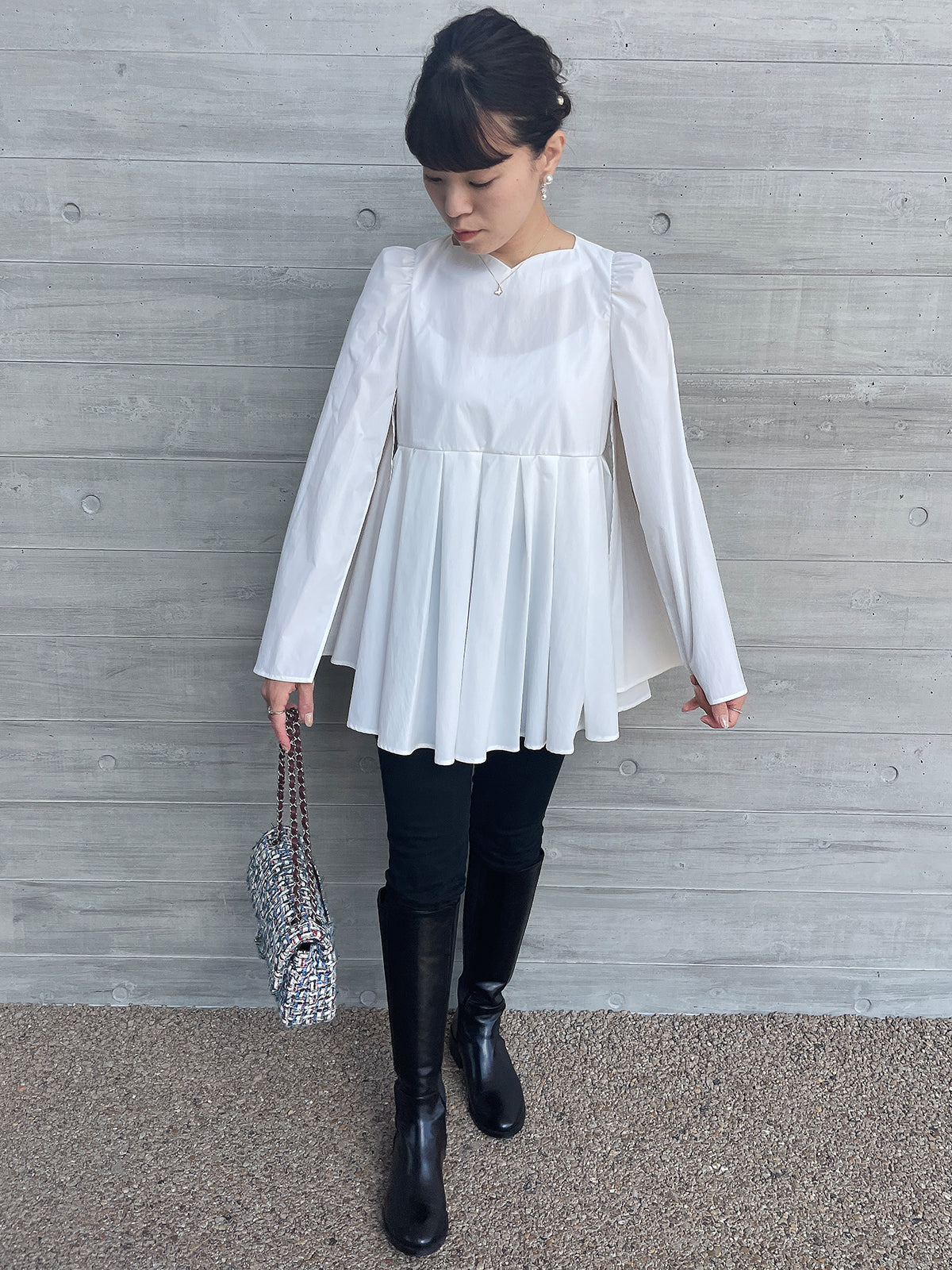 Heartcuore Cape Blouse White