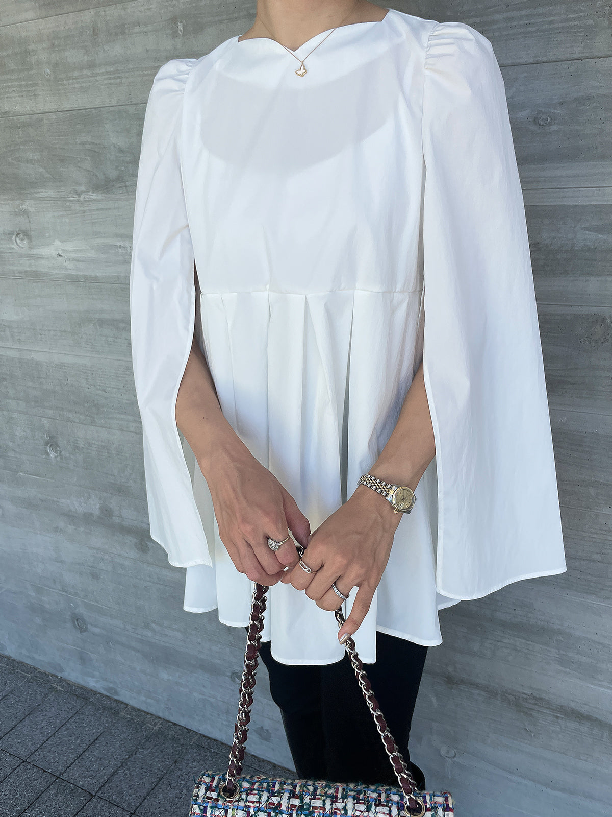 Heartcuore Cape Blouse White