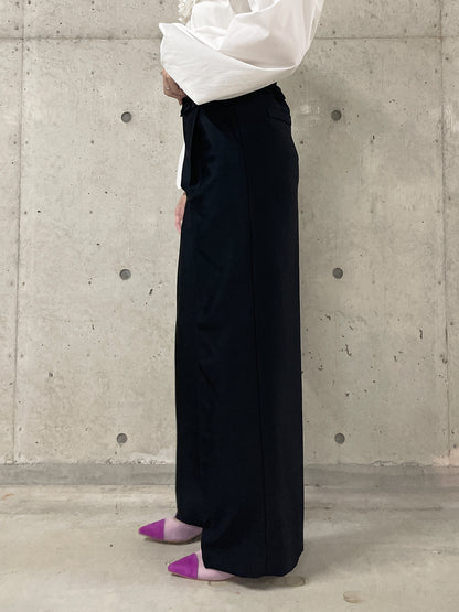 Frill wide pant Black