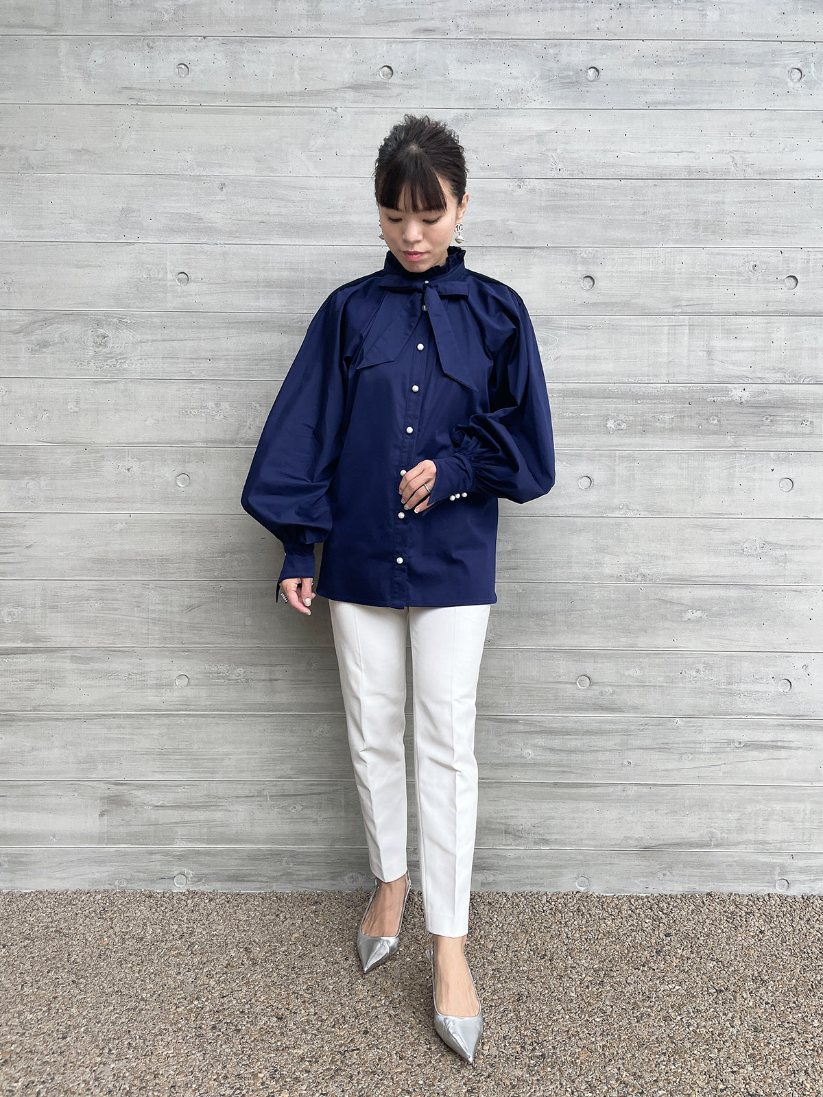 Lupure ribbon blouse Navy /  ルピュアリボンブラウス  ネイビー