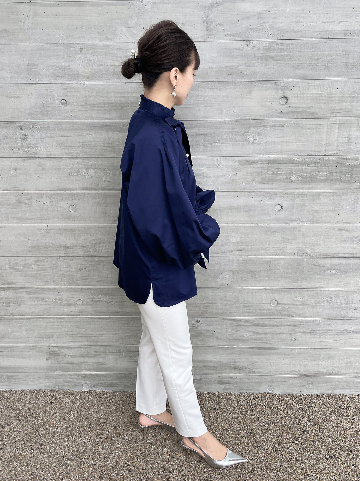 Lupure ribbon blouse Navy /  ルピュアリボンブラウス  ネイビー