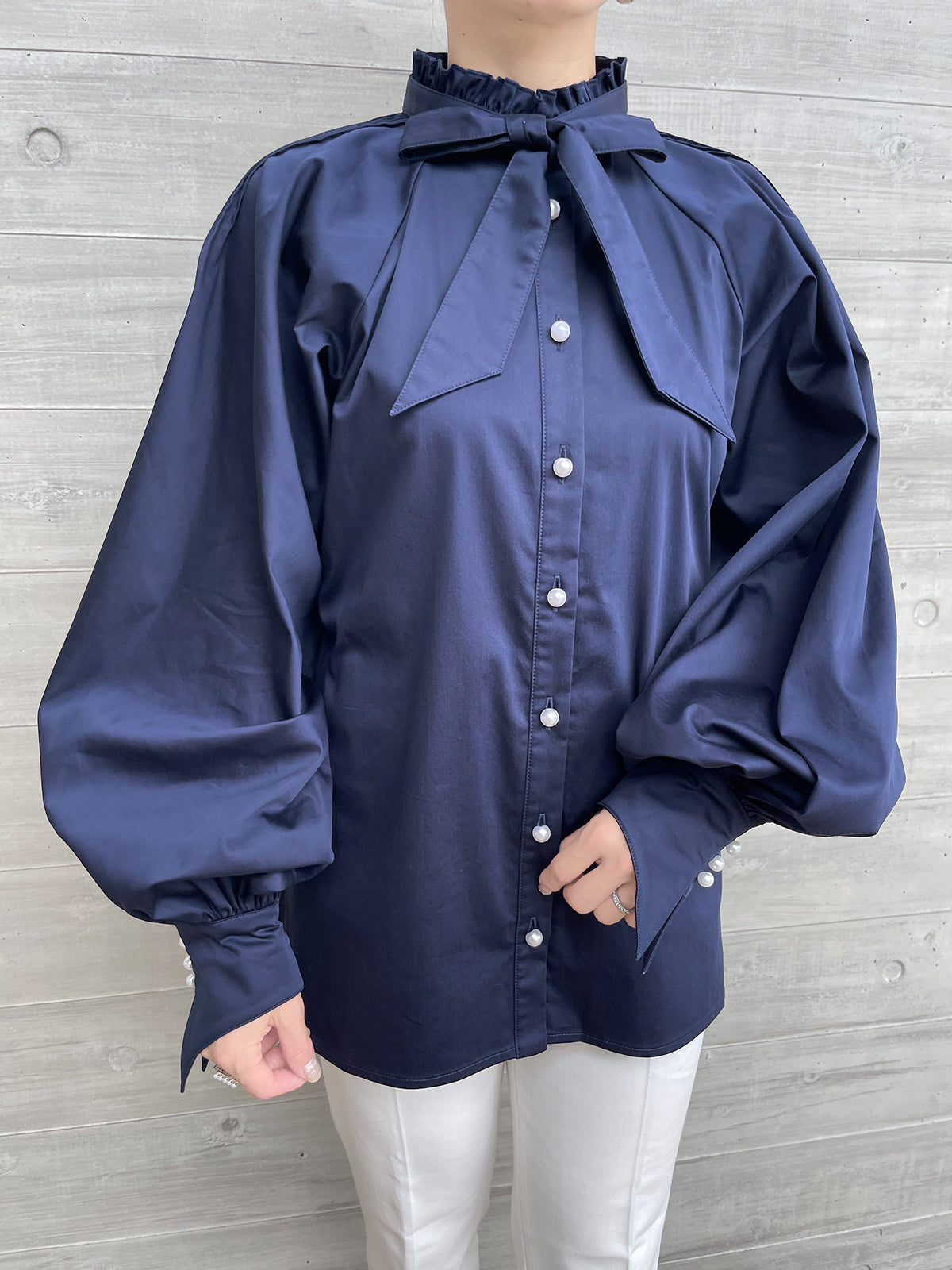 Lupure ribbon blouse Navy /  ルピュアリボンブラウス  ネイビー