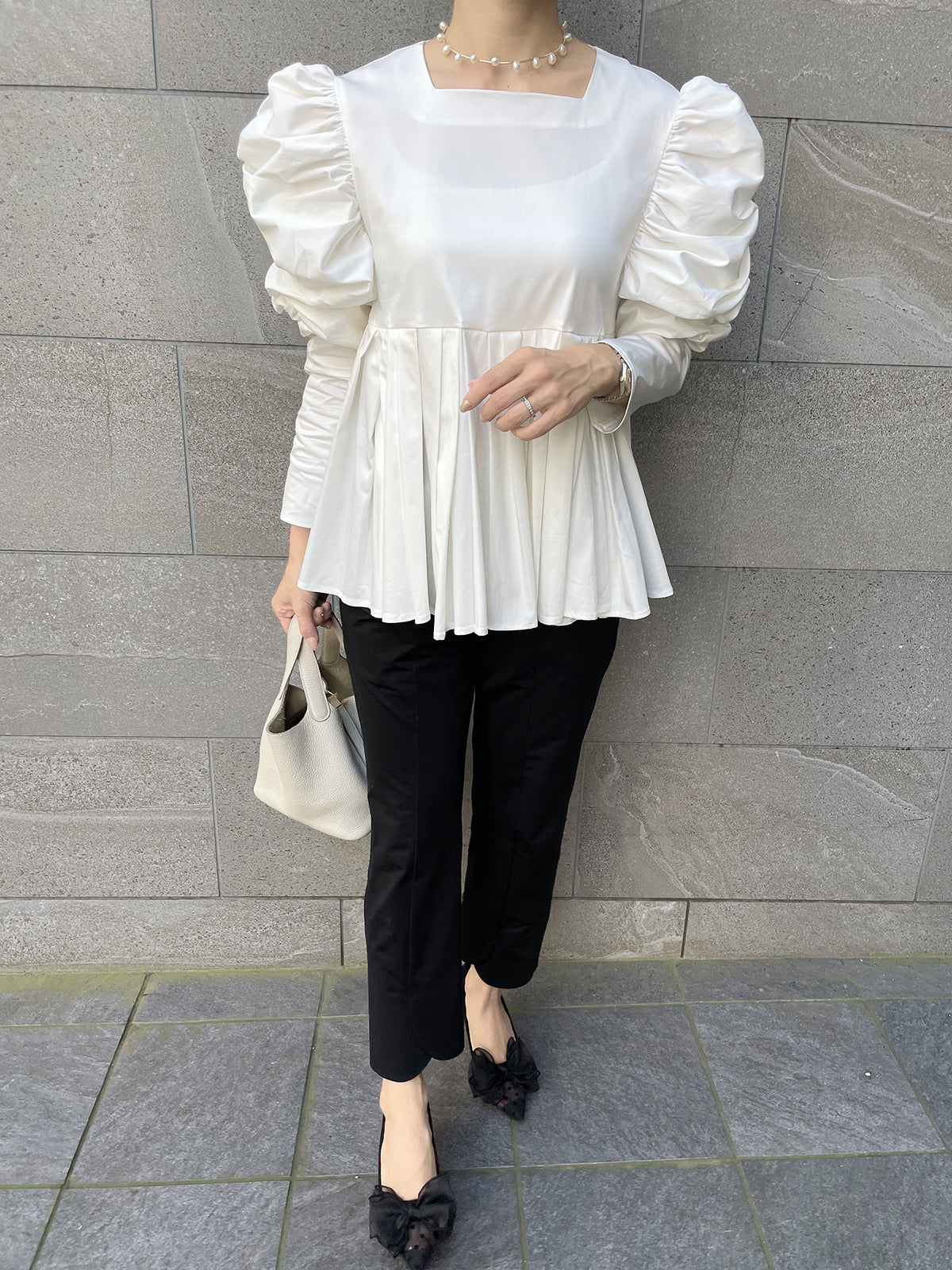 MKMK puffsquare blouse White / MOKUMOKU puffsquare blouse White