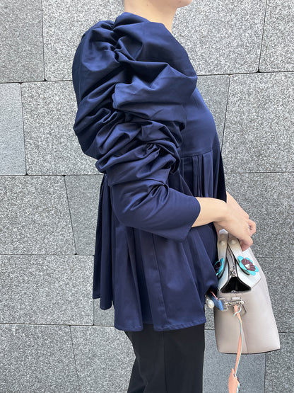 MKMK puffsquare blouse Navy /  モクモクパフスクエアブラウス ネイビー