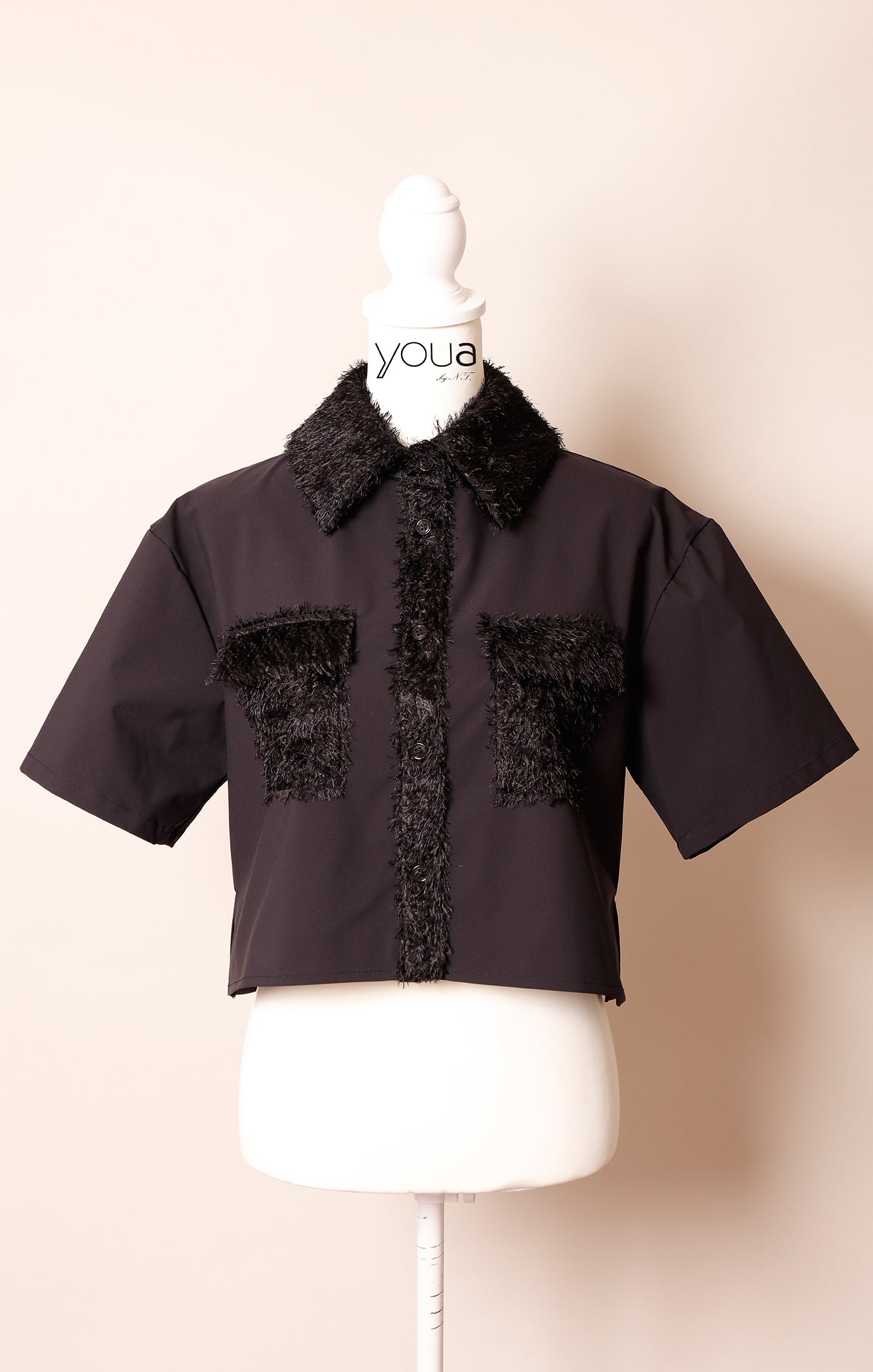 MKMK short blouse Black / モケモケ ショート ブラウス ブラック