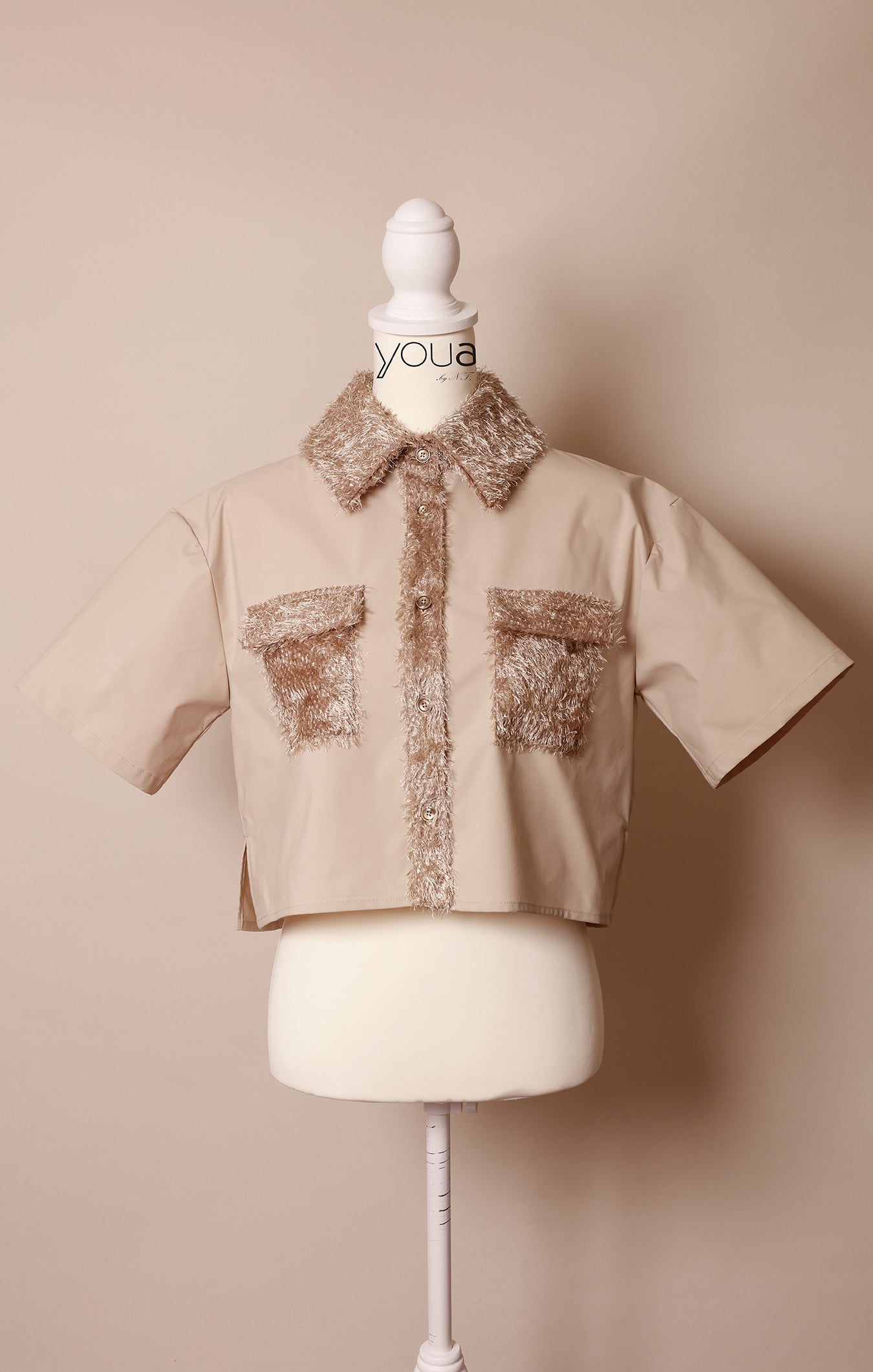 MKMK short blouse Beige / モケモケ ショート ブラウス ベージュ