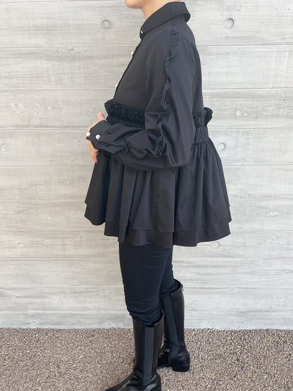 Peplum Frill Blouse Black / ペプラムフリルブラウス ブラック