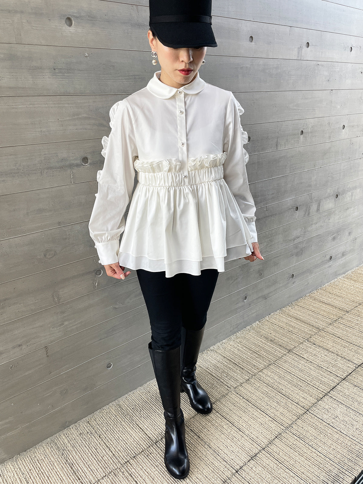 Peplum Frill Blouse White