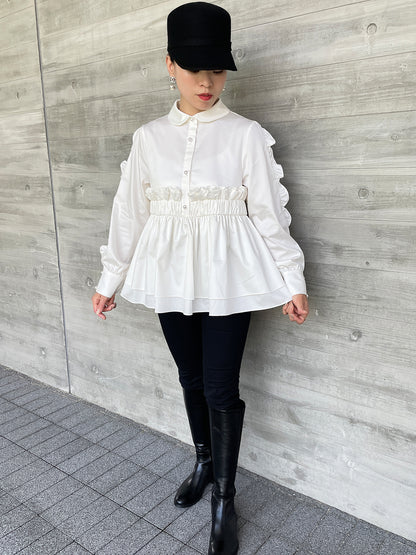 Peplum Frill Blouse White