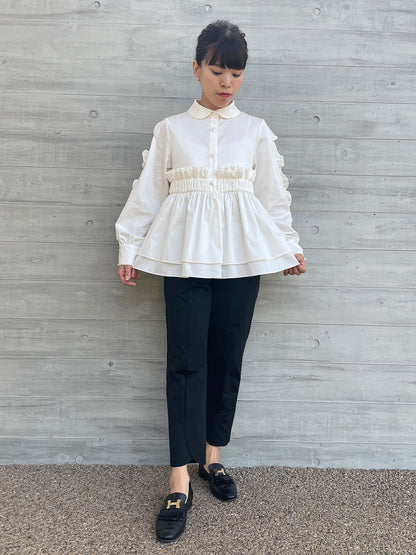 Peplum Frill Blouse White