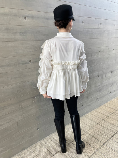 Peplum Frill Blouse White