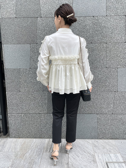 Peplum Frill Blouse White