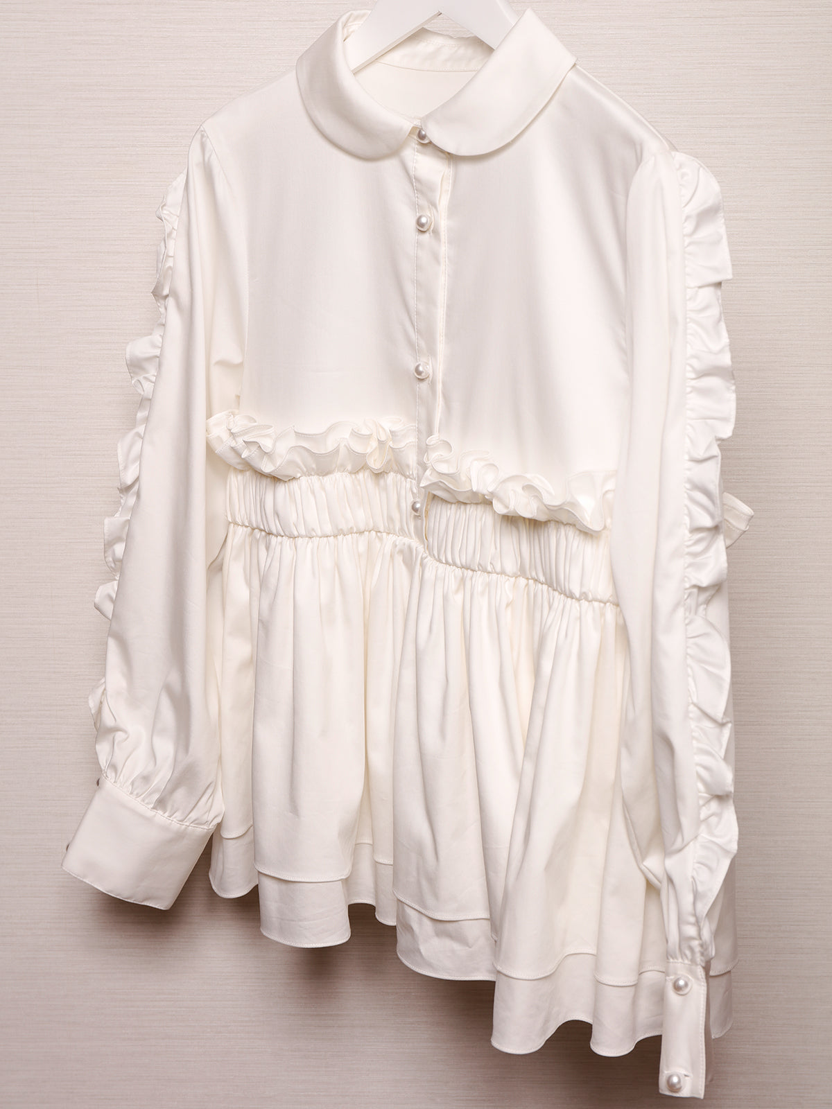 Peplum Frill Blouse White