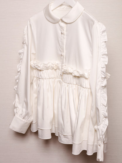 Peplum Frill Blouse White