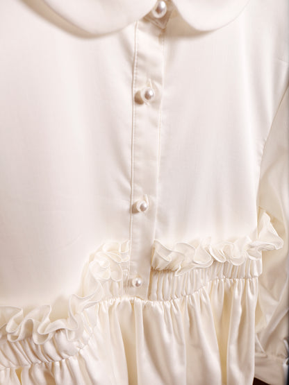 Peplum Frill Blouse White