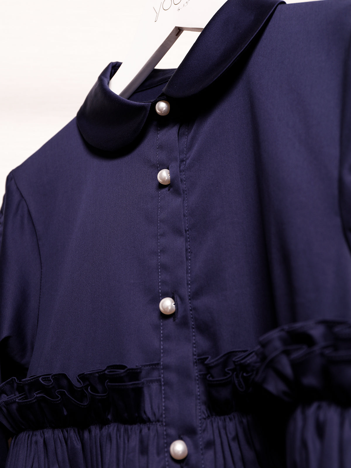 Peplum Frill Blouse Navy